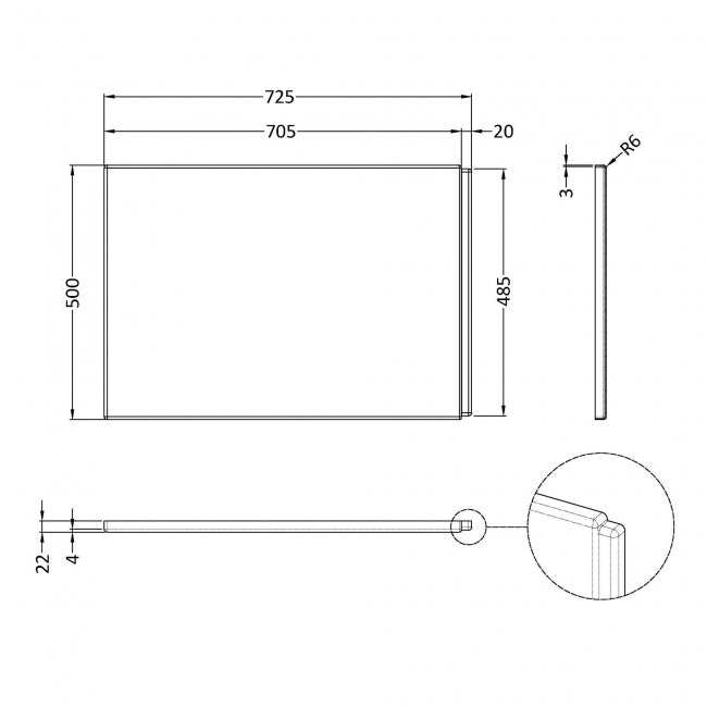 Crawford Acrylic Bath End Panel 500mm H x 725mm W - White