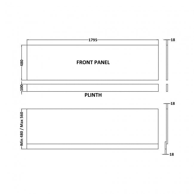 1800mm Bath Front Panel