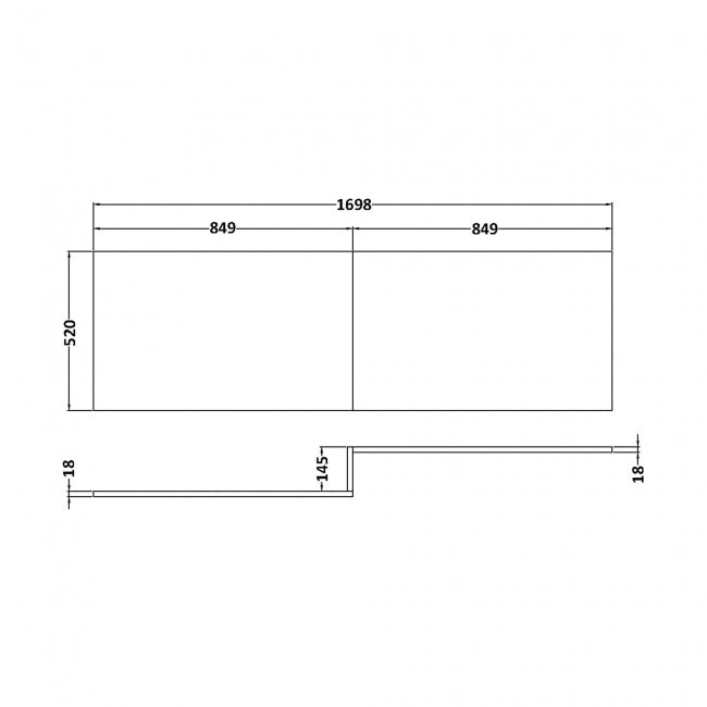 1700mm Square Shower Bath Front Panel