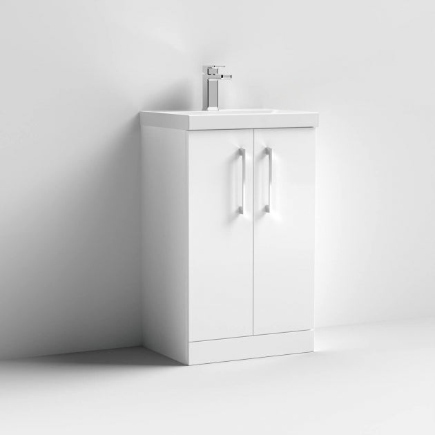 Crawford Arno Floor Standing 2-Door Vanity Unit with Basin-1 500mm Wide - Gloss White