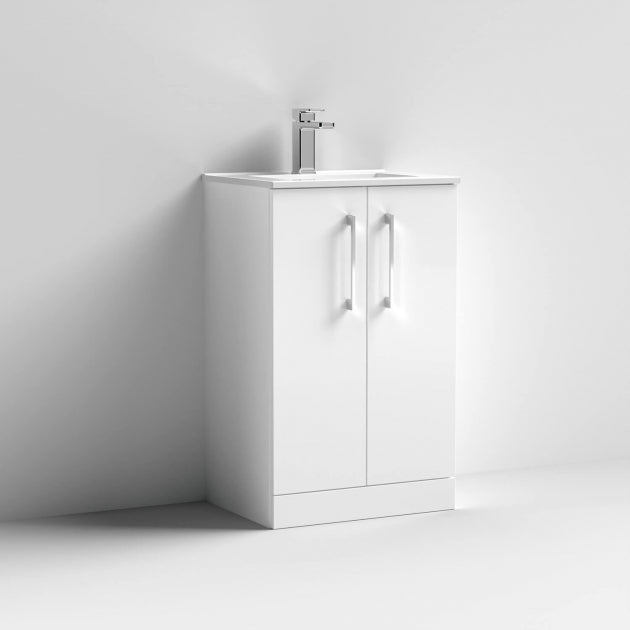 Crawford Arno Floor Standing 2-Door Vanity Unit with Basin-2 500mm Wide - Gloss White