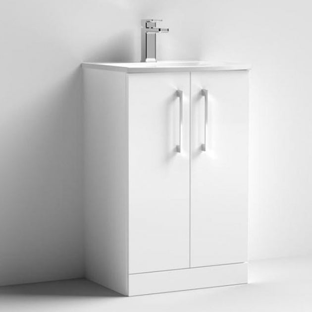 Crawford Arno Floor Standing 2-Door Vanity Unit with Basin-4 500mm Wide - Gloss White