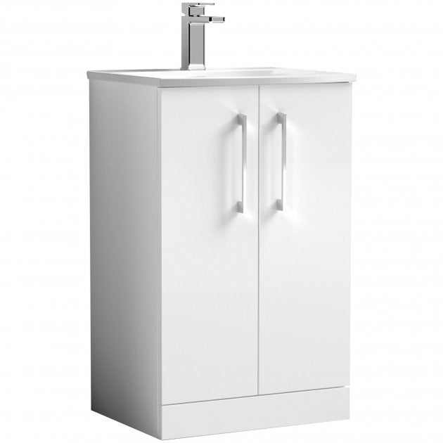 Crawford Arno Floor Standing 2-Door Vanity Unit with Basin-4 500mm Wide - Gloss White