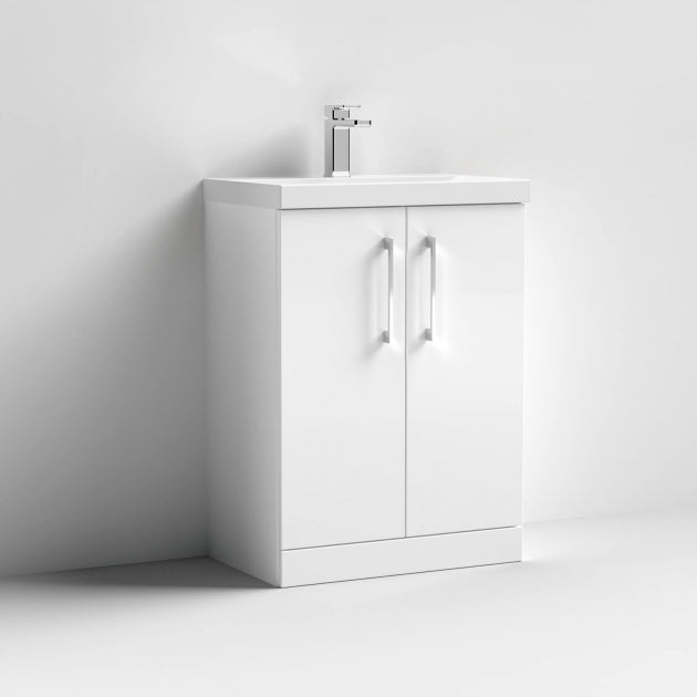 Crawford Arno Floor Standing 2-Door Vanity Unit with Basin-1 600mm Wide - Gloss White