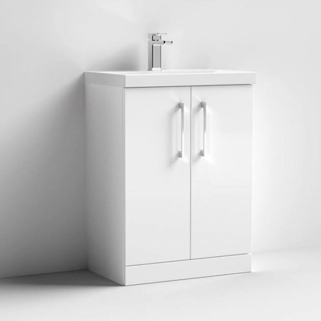 Crawford Arno Floor Standing 2-Door Vanity Unit with Basin-3 600mm Wide - Gloss White