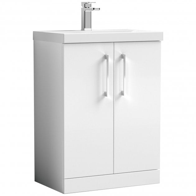 Crawford Arno Floor Standing 2-Door Vanity Unit with Basin-3 600mm Wide - Gloss White