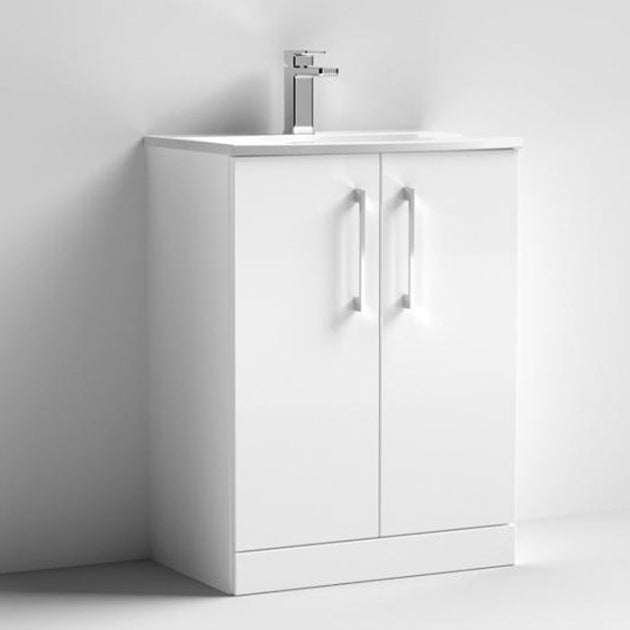 Crawford Arno Floor Standing 2-Door Vanity Unit with Basin-4 600mm Wide - Gloss White