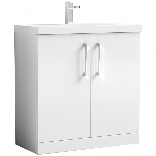 Crawford Arno Floor Standing 2-Door Vanity Unit with Basin-2 500mm Wide - Gloss White