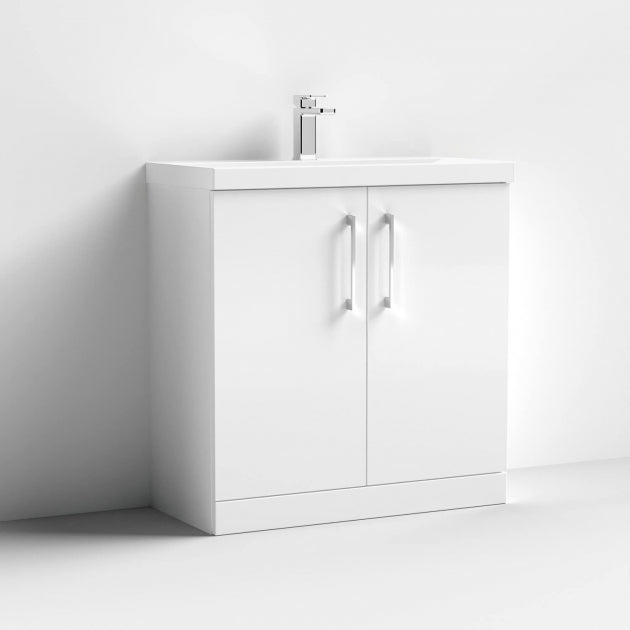 Crawford Arno Floor Standing 2-Door Vanity Unit with Basin-1 800mm Wide - Gloss White