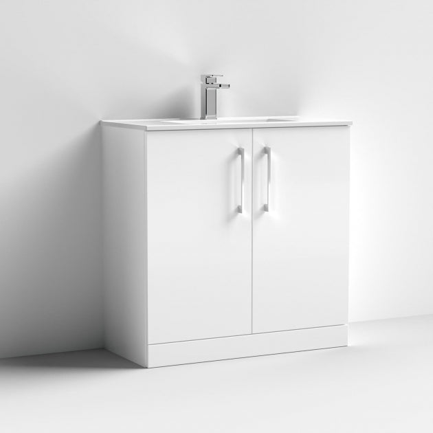 Crawford Arno Floor Standing 2-Door Vanity Unit with Basin-2 800mm Wide - Gloss White