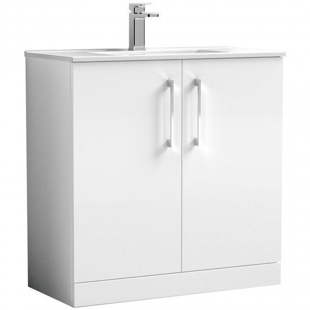 Crawford Arno Floor Standing 2-Door Vanity Unit with Basin-2 800mm Wide - Gloss White