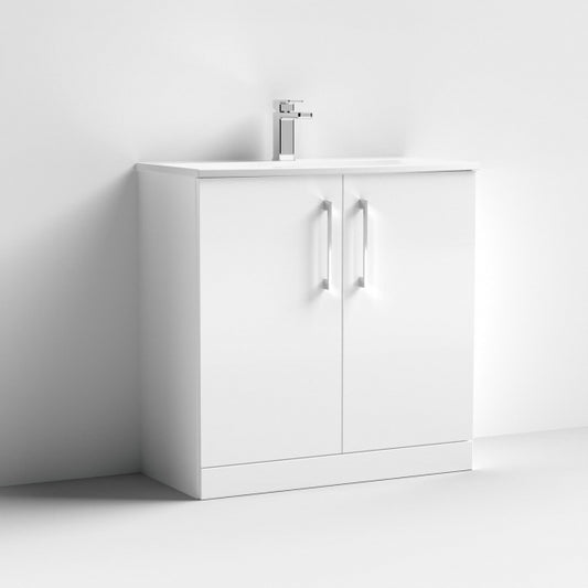 Crawford Arno Floor Standing 2-Door Vanity Unit with Basin-4 800mm Wide - Gloss White