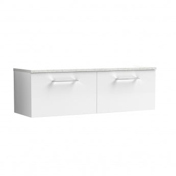 Crawford Arno Wall Hung 2-Drawer Vanity Unit with Sparkling White Worktop 1200mm Wide - Gloss White