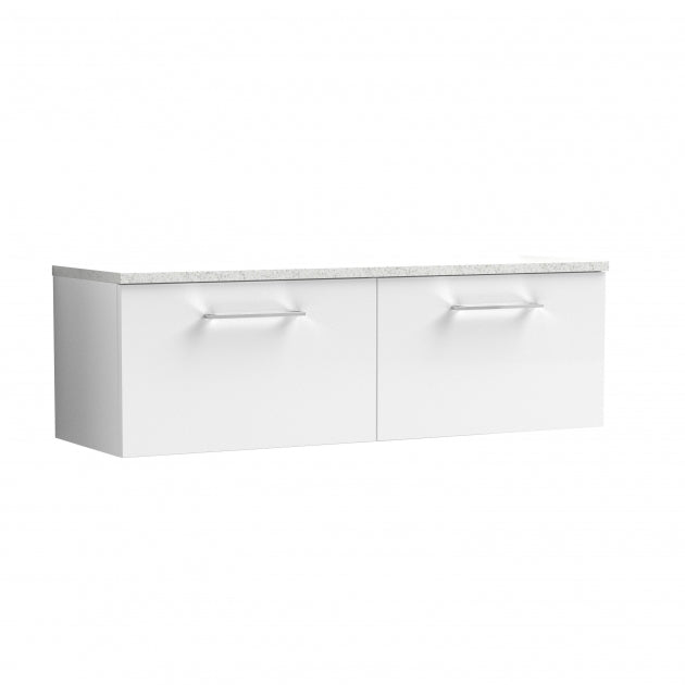 Crawford Arno Wall Hung 2-Drawer Vanity Unit with Sparkling White Worktop 1200mm Wide - Gloss White