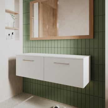 Crawford Arno Wall Hung 2-Drawer Vanity Unit with Sparkling White Worktop 1200mm Wide - Gloss White