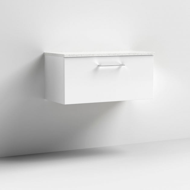 Arno 800mm 1-Drawer Wall Hung Vanity Unit with Countertop