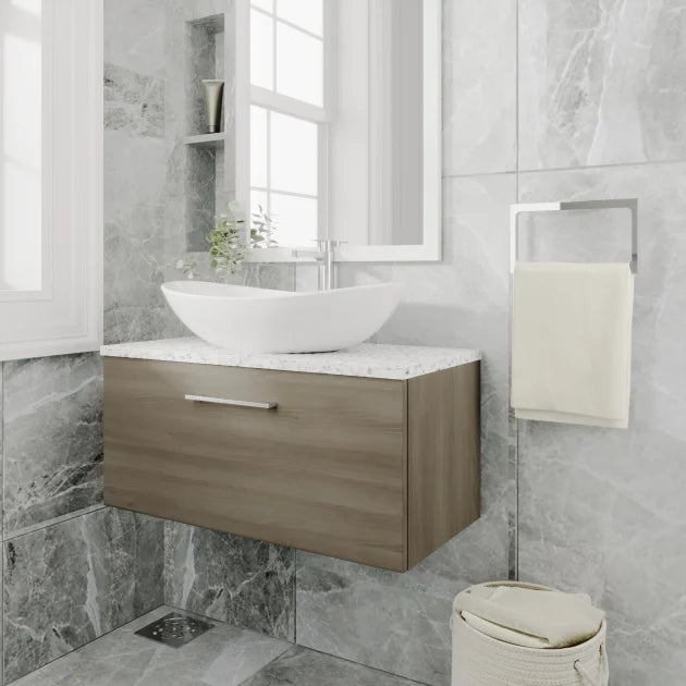 Arno 800mm 1-Drawer Wall Hung Vanity Unit with Countertop