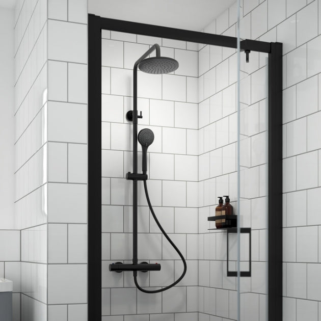 Crawford Arvan Round Thermostatic Bar Mixer Shower with Shower Kit and Fixed Head - Brushed Brass