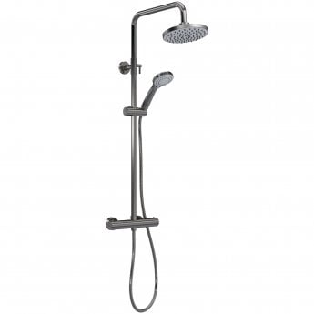 Crawford Arvan Round Thermostatic Bar Mixer Shower with Shower Kit and Fixed Head - Brushed Pewter