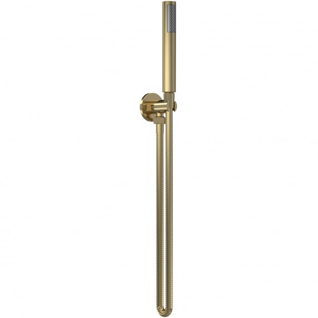 Crawford Arvan Round Pencil Shower Handset with Hose and Bracket - Brushed Brass