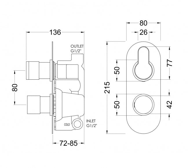 Crawford Arvan Thermostatic Concealed Shower Valve Dual Handle - Brushed Bronze