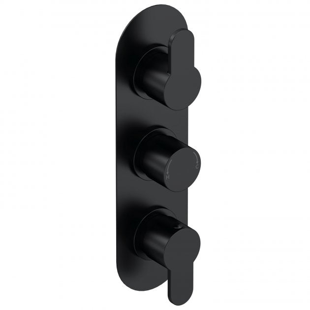 Crawford Arvan Thermostatic Concealed Shower Valve Triple Handle - Matt Black