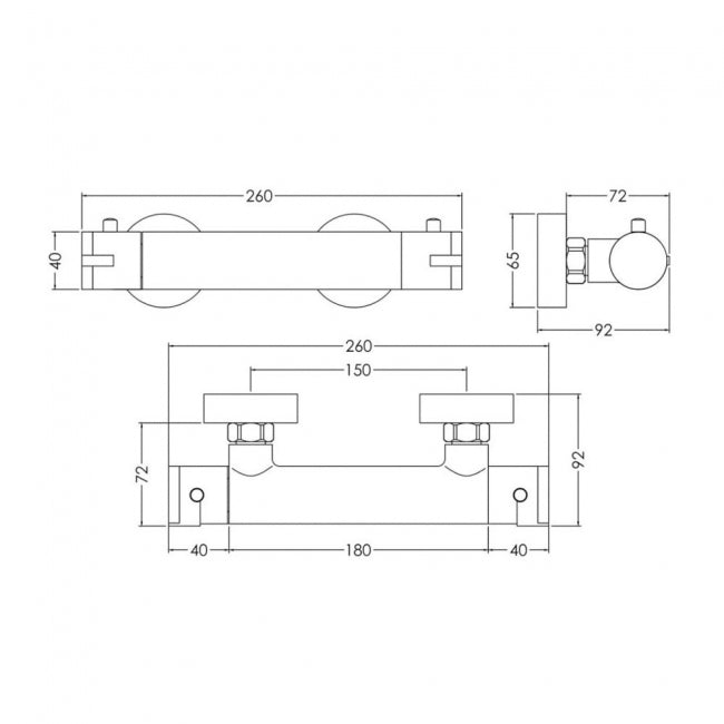 Crawford Arvan Round Thermostatic Bar Shower Valve Bottom Outlet