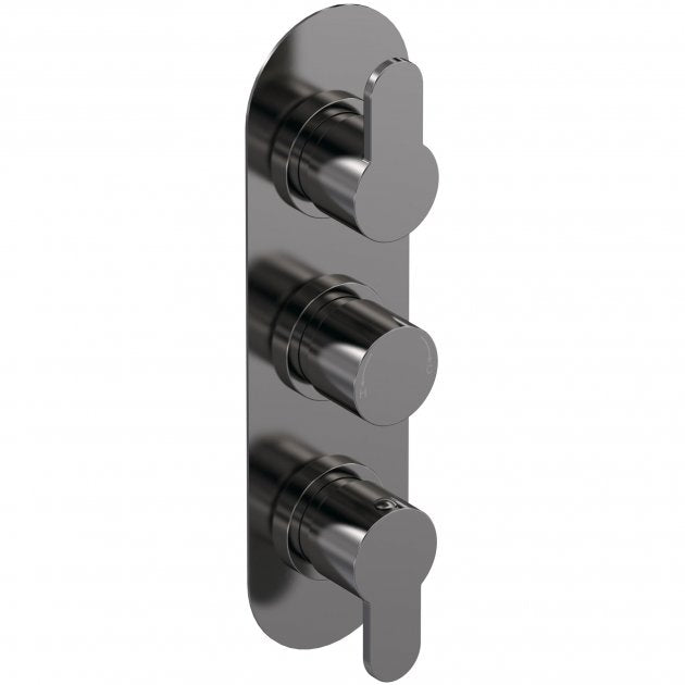 Crawford Arvan Thermostatic Concealed Shower Valve Triple Handle - Brushed Pewter