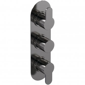 Crawford Arvan Thermostatic Concealed Shower Valve with Diverter Triple Handle - Brushed Pewter