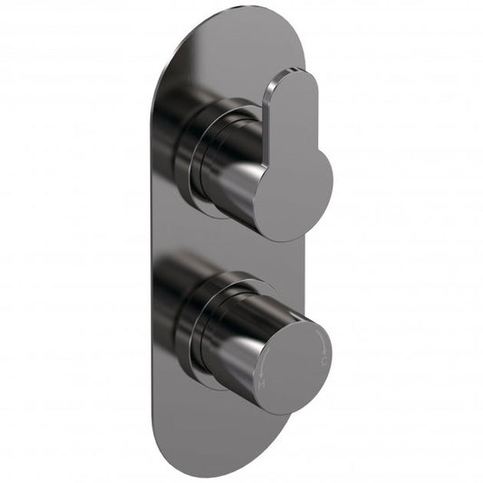 Crawford Arvan Thermostatic Concealed Shower Valve with Diverter Dual Handle - Brushed Pewter