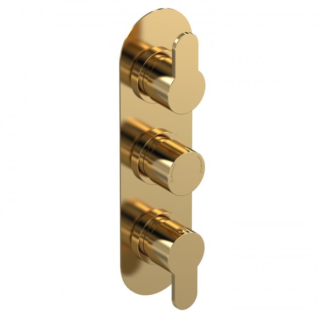 Crawford Arvan Thermostatic Concealed Shower Valve with Diverter Triple Handle - Brushed Brass