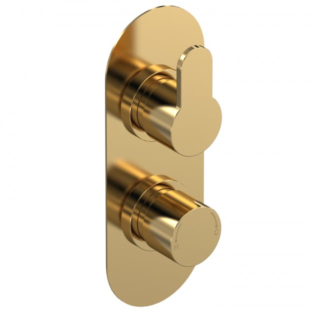 Crawford Arvan Thermostatic Concealed Shower Valve with Diverter Dual Handle - Brushed Brass