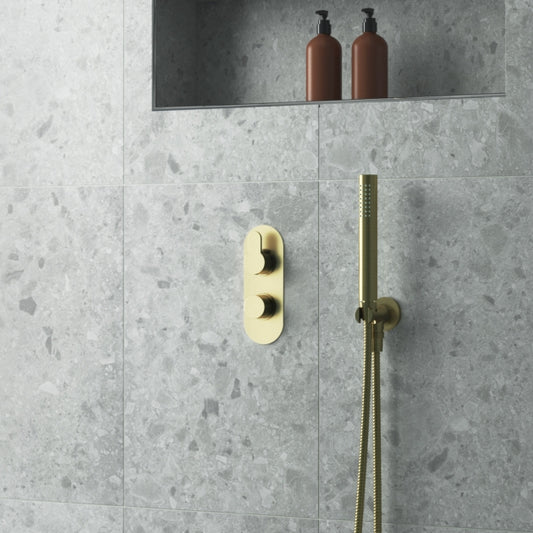 Crawford Arvan Thermostatic Concealed Shower Valve Dual Handle - Brushed Brass