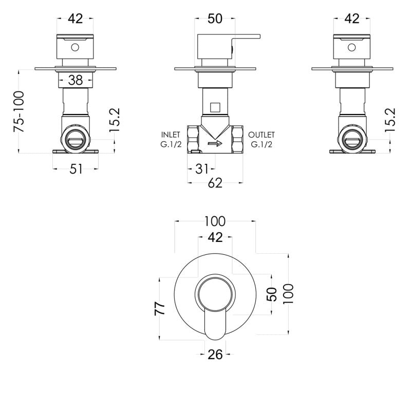 Crawford Arvan Round Concealed Stop Tap Shower Valve