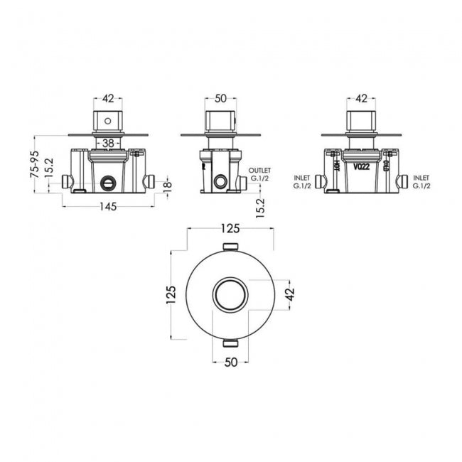 Crawford Arvan Thermostatic Temperature Control Shower Valve - Chrome