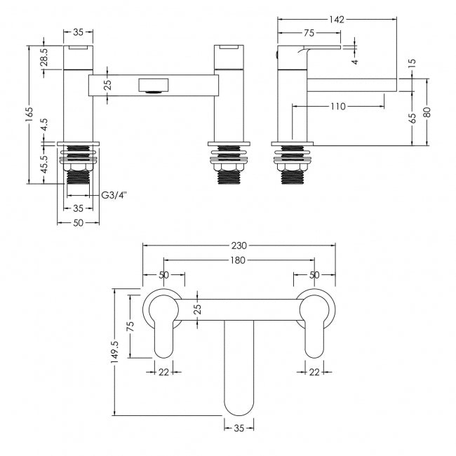 Crawford Arvan Pillar Mounted Bath Filler Tap - Brushed Bronze