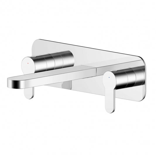 Crawford Arvan 3-Hole Wall Mounted Basin Mixer Tap with Plate - Chrome