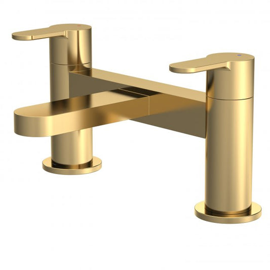 Crawford Arvan Pillar Mounted Bath Filler Tap - Brushed Brass