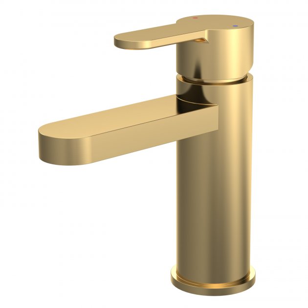 Crawford Arvan Mono Basin Mixer Tap with Push Button Waste - Brushed Brass