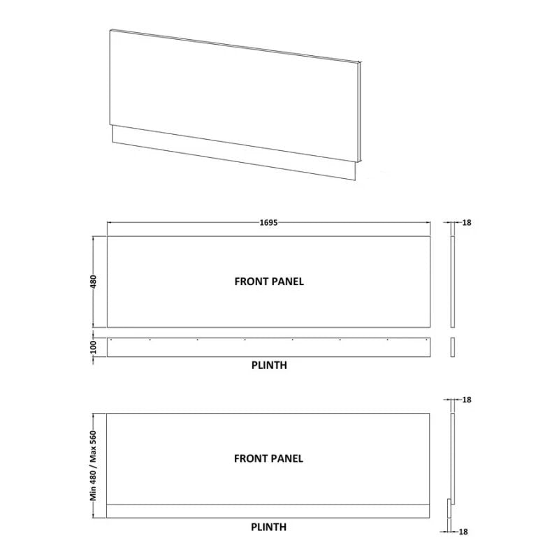 1700mm Bath Front Panel