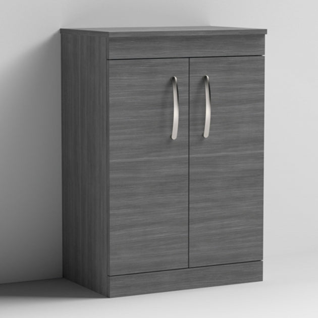 Crawford Athena Wall Hung 2-Drawer Vanity Unit and Worktop 500mm Wide - Anthracite Woodgrain