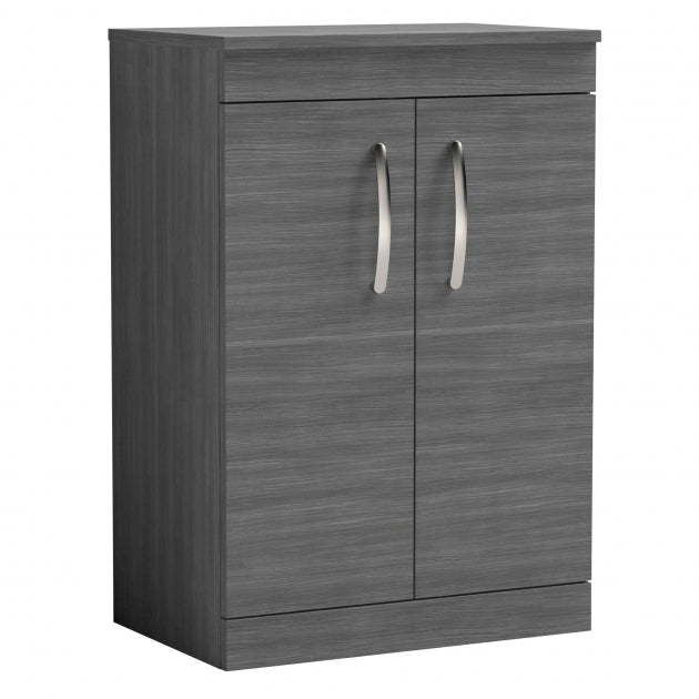 Crawford Athena Wall Hung 2-Drawer Vanity Unit and Worktop 500mm Wide - Anthracite Woodgrain