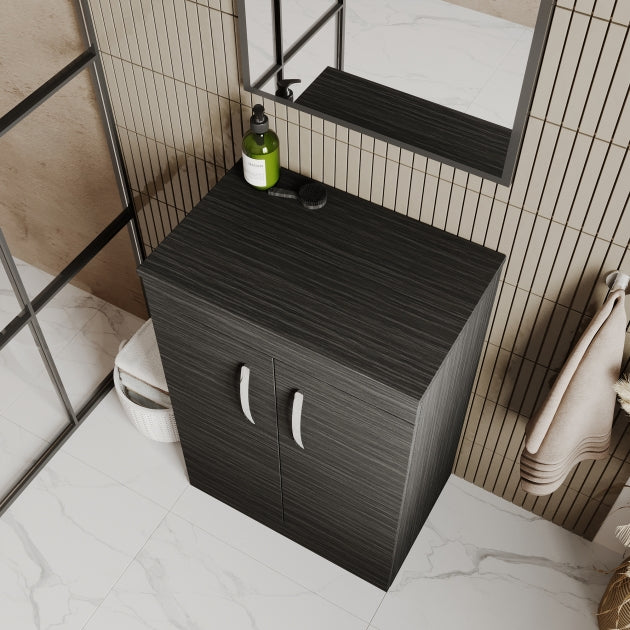 Crawford Athena Wall Hung 2-Drawer Vanity Unit and Worktop 500mm Wide - Anthracite Woodgrain