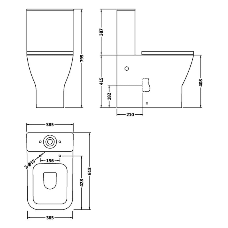 Ava Flush Rimless Pan, Cistern & SC Seat