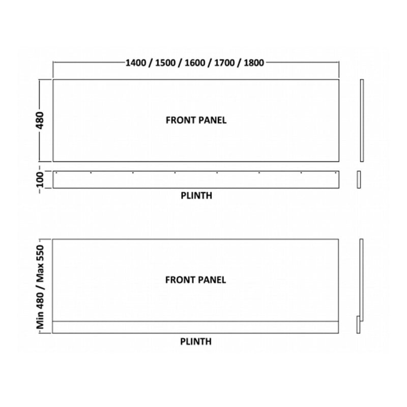 Straight Front Panel & Plinth (1600mm)