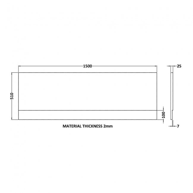 Crawford Standard Acrylic Bath Front Panel 510mm H x 1500mm W - White