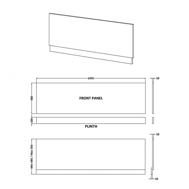 1700mm Bath Front Panel