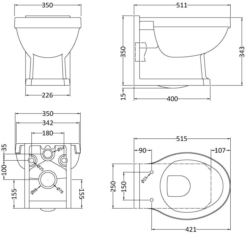 Crawford Carlton Wall Hung Pan - Excluding Seat