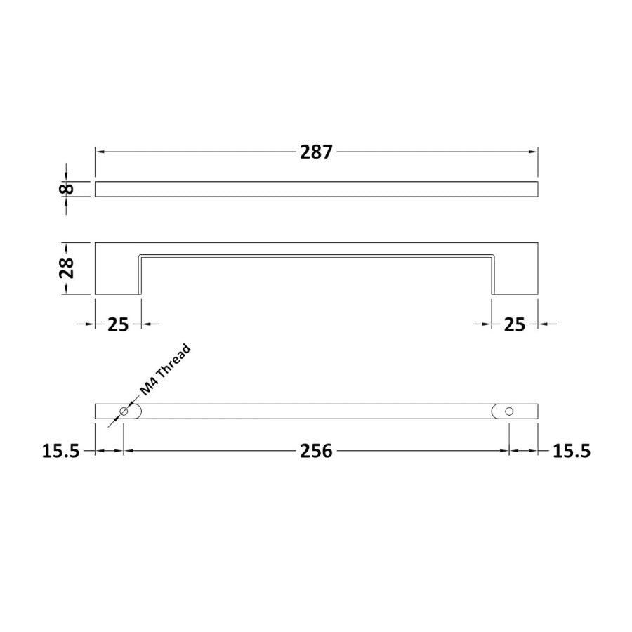 D Shaped Handle 256mm