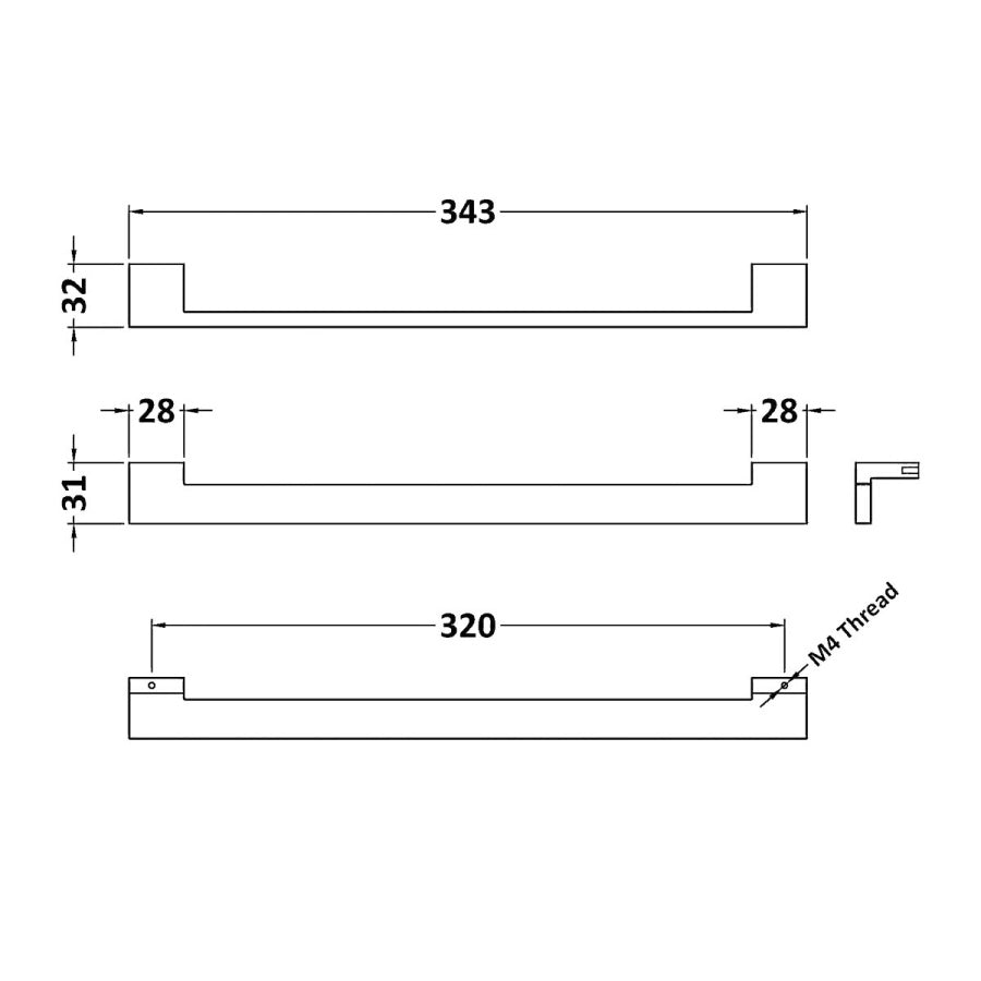 Square Drop Handle 320mm